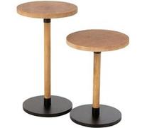 Paris prix Lot de 2 tables d'appoint rondes en bois - Naturel