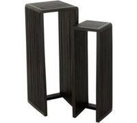 Lot de 2 sellettes 75 et 88 cm en teck recyclé noir - RENTY