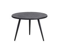 Lot de 2 tables d'appoint en contreplaqué et métal noir, empilable, pour intérieur et extérieur, plateaux ronds - Woood, Suze - Ø53xH42/36 cm