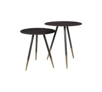 Lot de 2 tables d'appoint en métal noir, gigognes, plateaux en fer laqué gris - Dutchbone, Stalwart - Ø40/Ø45 H44/50 cm