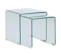 Lot de 2 Tables d'Appoint en Verre "Telemark" 42cm Transparent