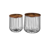 Lot de 2 tables d'appoint ERRANO paniers en métal tables à café tables basses rondes bouts de canapé vintage décor old style
