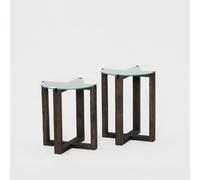 Lot de 2 tables d'appoint Galadron en verre et bois - Transparent et gris foncé