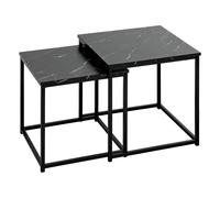 Atmosphera - Lot de 2 tables basses gigognes Jones - Effet marbre noir, H 40 cm - pour salon