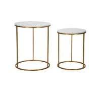 Mauro ferretti table d’appoint ronde - doré et blanc