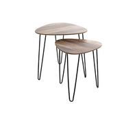 Lot de 2 Tables d'Appoint "Lamy" 48cm Noir & Chêne