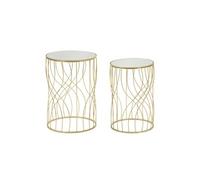 Mauro Ferretti Paire de tables d'appoint Lignes 55 cm Or