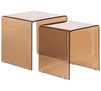 Lot de 2 Tables d'Appoint Modernes Minimalistes Verre Marron Kendall