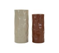 Tables basses en métal beige et brique, lot de 2, ø 30×70-27×60