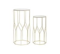 Lot de 2 Tables d'Appoint Octogonale "Glassy" 100cm Or