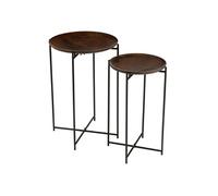 Paris Prix Tables d'appoint Randy - Lot de 2 rondes métal 56 cm Marron et noir