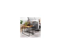 Lot de 2 tables d'appoint rectangulaires anthracite et marron