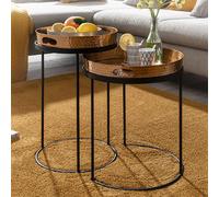 Lot de 2 tables d'appoint rondes en aluminium doré et noir