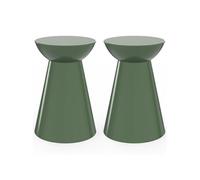 Lot de 2 tables d'appoint rondes en métal 30 cm vert kaki