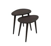 Lot de 2 tables d'appoint Théodore en bois massif - Gris foncé