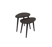 Lot de 2 tables d'appoint Théodore en bois massif - Gris foncé
