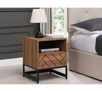 Lot de 2 tables de chevet 1 tiroir et 1 niche - MDF et Acier - Coloris : Naturel et noir - CARATANA