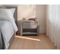 Lot de 2 tables de chevet - 1 tiroir et 1 niche - Velours - Beige - ULAMI
