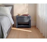 Lot de 2 tables de chevet - 1 tiroir et 1 niche - Velours - Gris anthracite - ULAMI
