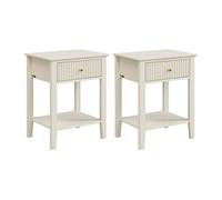Lot de 2 tables de chevet 1 tiroir et 1 tablette - MDF - Beige - NIRIVA