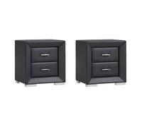 Vente-unique - Lot de 2 Tables de Chevet - 2 tiroirs - Simili Noir - CAPITOLE