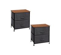 - Lot de 2 Tables de chevet à 2 Tiroirs - H. 51 cm - Gris foncé