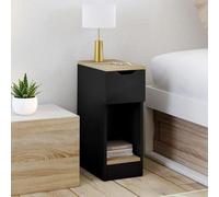 IDMARKET Lot de 2 tables de chevet étroites ANOUK 1 tiroir avec niche noir et bois