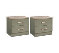 Vente-unique - Lot de 2 Tables de Chevet avec 2 tiroirs - Vert - SKAIDO