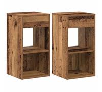 Lot de 2 tables de chevet avec tiroir, en bois, 35 x 34 x 66,5 cm | Panneau de particules résistant à l'humidité, 2 compartiments ouverts, 1 tiroir avec poignées, hauteur 66,5 cm
