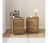 Lot de 2 Tables de Chevet Carrées Design sans Poignée - Dispositif Anti-basculement - Coulisses Silencieuses - en MDF - 38x45x54cm