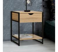 IDMARKET Lot de 2 tables de chevet DETROIT 1 tiroir avec tablette bois et métal noir design industriel