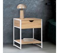 Lot de 2 tables de chevet DETROIT design industriel bois et métal blanc