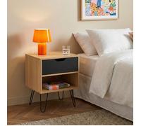 Lot de 2 tables de chevet DUO noir et effet chêne 1 tiroir 40cm - Bois