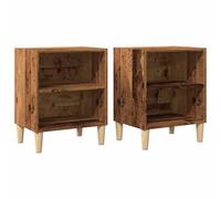 Lot de 2 tables de chevet en bois 40 x 30 x 50 cm en aggloméré | Bois multicouche, hauteur des pieds 10 cm, fixation murale incluse, assemblage requis, chambre à coucher