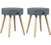 Lot de 2 tables de chevet en bois avec tiroir - table de chevet/table à repasser - pour chambre à coucher et salon - MDF - gris - 38 x 38 x 48 cm