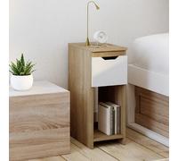 IDMARKET Lot de 2 tables de chevet ANOUK étroites 1 tiroir niche bois façon hêtre blanc