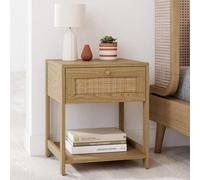IDMarket - Lot de 2 Tables de Chevet HANAE Vintage 1 tiroir avec Tablette Effet Naturel cannage