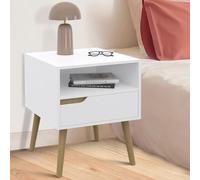 IDMarket – Lot de 2 tables de chevet Helsinki scandinaves 1 tiroir avec niche blanc