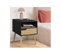 Lot de 2 tables de chevet helsinki scandinaves 1 tiroir avec niche noir et effet hêtre