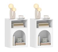 Lot de 2 tables de chevet - HOMCOM - compartiments ouverts - design arqué - MDF - 40 x 30 x 60 cm - blanc