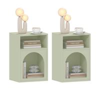 Lot de 2 tables de chevet - HOMCOM - compartiments ouverts - design arqué - MDF - 40 x 30 x 60 cm - vert clair