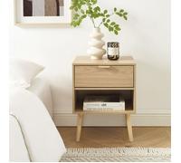 Lot de 2 tables de chevet JEANNE effet chêne - Beige