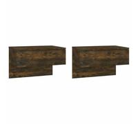 Lot de 2 tables de chevet murales, chêne fumé, 60 x 40 x 40 cm, bois | Design suspendu, bois multicouche, chêne fumé, 60 x 40 x 40 cm, charge 50 kg, assemblage requis, 2 pièces