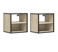 Lot de 2 tables de chevet murales en chêne Sonoma 40 x 31 x 39,5 cm | Panneau de particules et métal, 2 étagères, capacité de 60 kg, assemblage requis, design suspendu peu encombrant