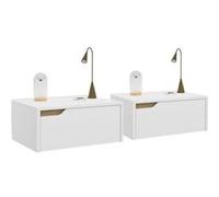 IDMarket – Lot de 2 tables de chevet murales Helsinki scandinaves 1 tiroir étagère suspendue blanc