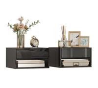 Lot de 2 tables de chevet murales - HOMCOM - tiroir compartiment ouvert plateau - panneau de particules - 37x32x21cm - noir