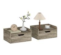 Lot de 2 tables de chevet murales - HOMCOM - tiroir et plateau à rebords surélevés - panneau de particules - 40x30x19,5cm - gris