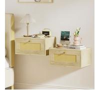 Lot de 2 Tables de Chevet murales - VIVOLILV - 1 tiroir - Chêne - 40x30x20cm - Style Naturel