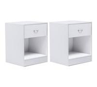 IDMarket - Lot de 2 Tables de Chevet Olga 1 tiroir avec Niche Bois Blanc