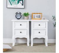 Lot de 2 tables de chevet scandinave en bois 60 x 40 x 30cm - Blanche